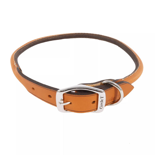 Circle T Oak Tanned Leather Round Dog Collar - 3/4 (18-20)