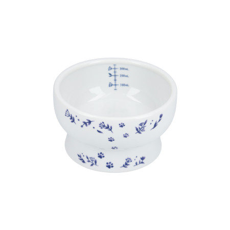 Necoichi Raised Water Bowl, Nordic Blue Print