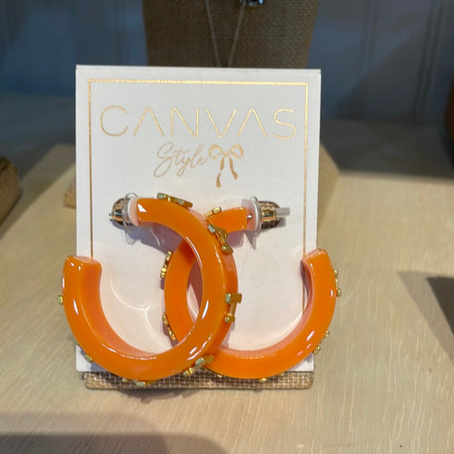 EARRINGS TN LOGO HOOP ORANGE