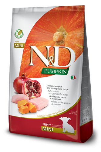 FARMINA N&D CHICKEN, PUMPKIN AND POMEGRANATE PUPPY MINI DRY DOG FOOD 5.5LB