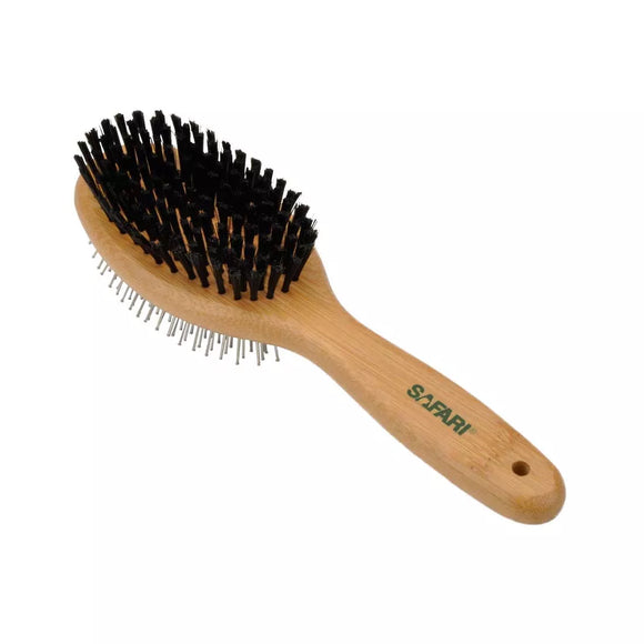 Safari by Coastal Medium Pin and Bristle Combo Dog Brush with Bamboo Handle