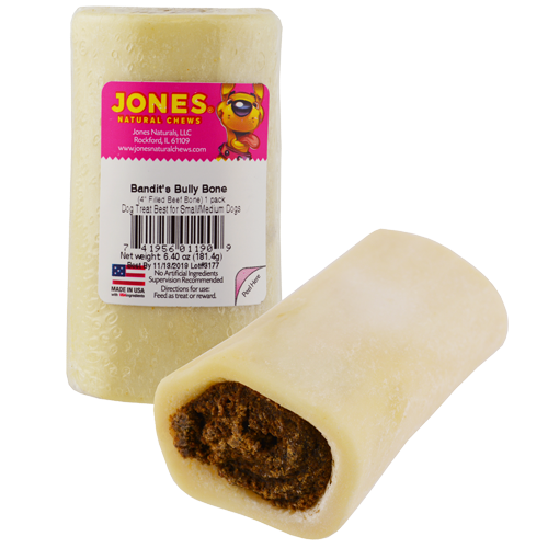 JONES NATURAL DOG CHEWS BANDIT’S PRIME RIB FLAVOR STUFFED BONE