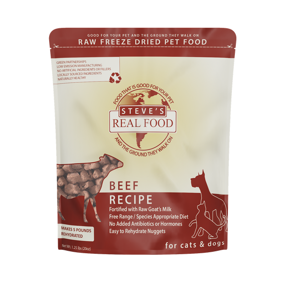 Freeze-Dried Raw Dog Food BEEF RECIPE - 20oz