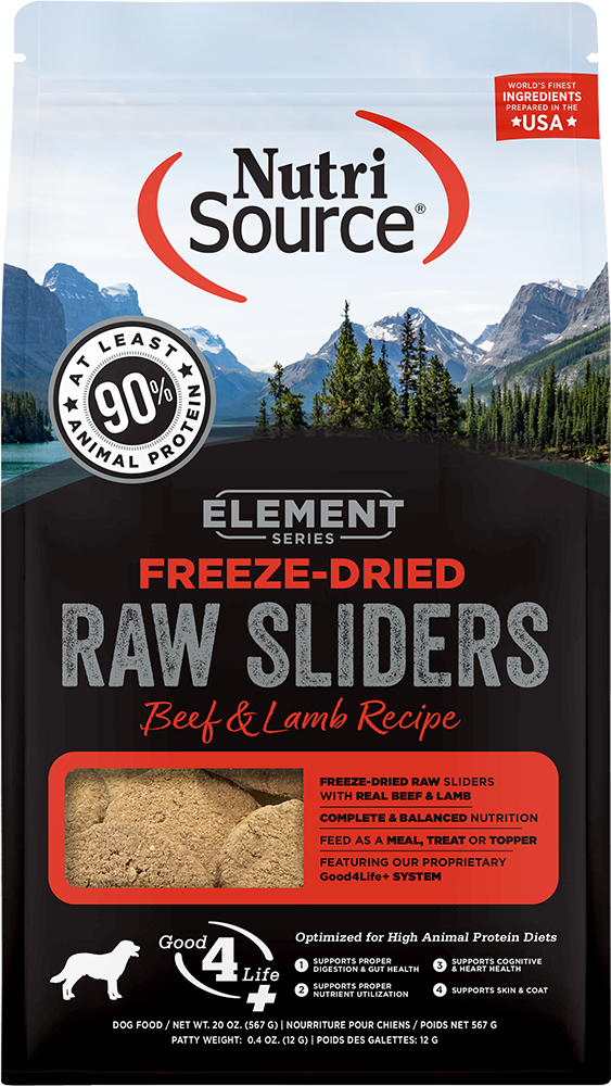 Nutri Source Element Series Freeze-Dried Beef & Lamb Recipe Raw Sliders - 20oz.