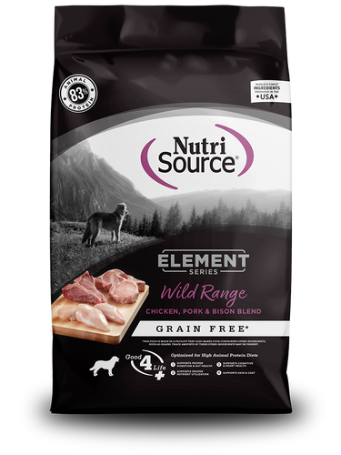 Nutri Source Element Series Wild Range Recipe Grain Free Chicken, Pork & Bison Blend - 12lbs