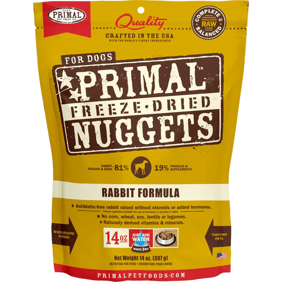 PRIMAL PET FOODS CANINE FREEZE-DRIED RABBIT NUGGETS 14oz