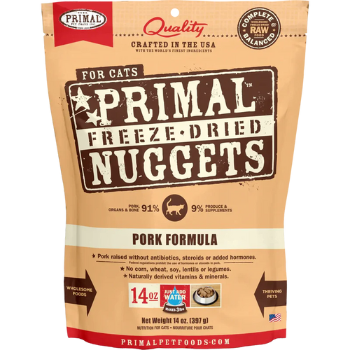 PRIMAL PET FOODS FELINE FREEZE-DRIED PORK NUGGETS 14oz