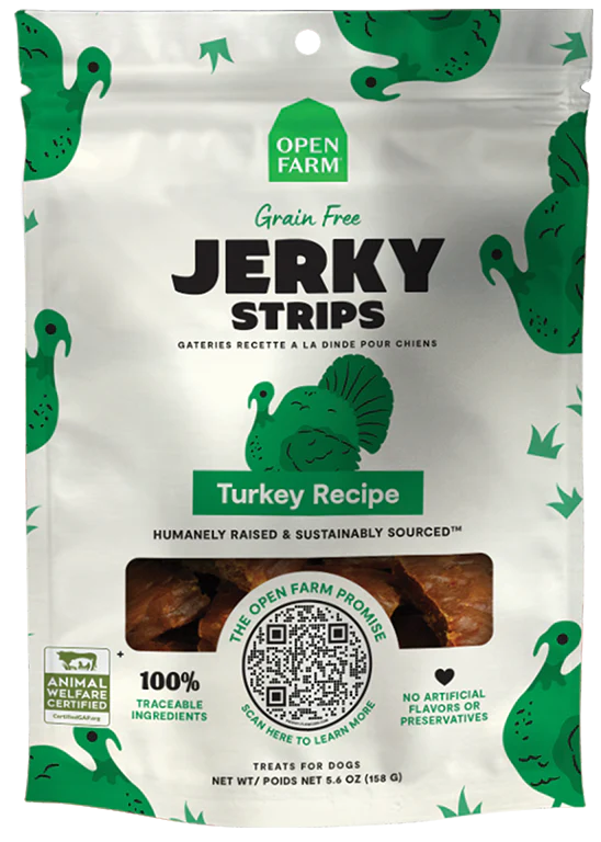 Open Farm Grain-Free Turkey Jerky Strips 5.6oz. Dog Treat