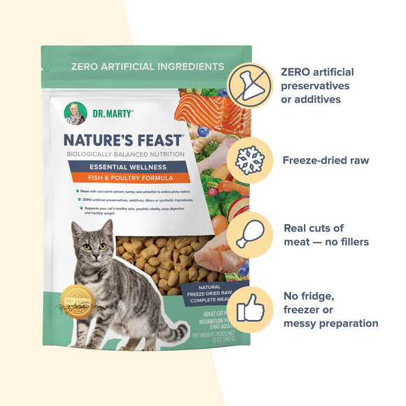 Dr. Marty Nature's Feast Essential Wellness Fish & Poultry Freeze Dried Cat Food - 5.5oz