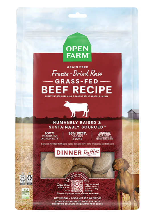 Grass-Fed Beef Freeze Dried Raw Patties for Dogs - 10.5z