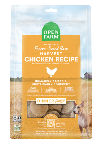 Open Farm Harvest Chicken Freeze Dried Raw Patties for Dogs - 10.5z