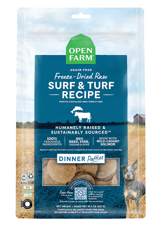 Open Farm Surf & Turf Freeze Dried Raw Patties for Dogs - 10.5z