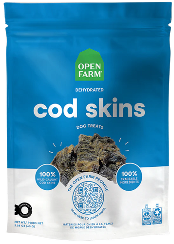 Open Farm Dehydrated Cod Skins Dog Treats 2.25oz.