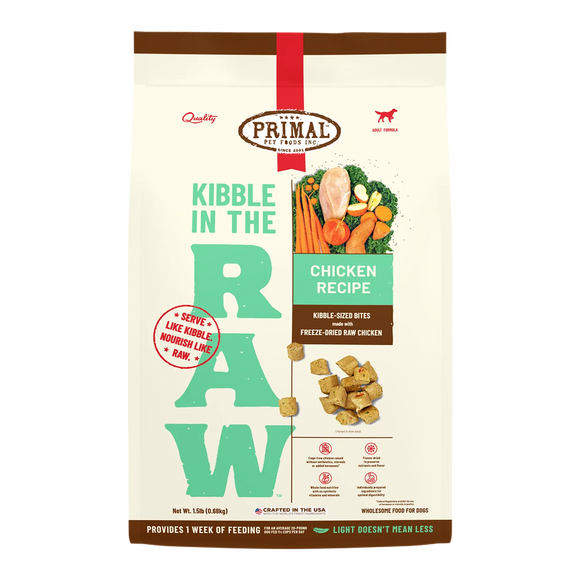 PRIMAL PET FOODS KIBBLE IN THE RAW CHICKEN - 1.5LB.