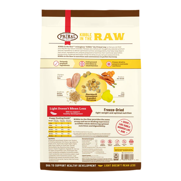 PRIMAL PET FOODS KIBBLE IN THE RAW PUPPY RECIPE - 9LB