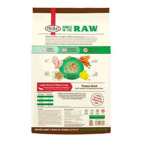 PRIMAL PET FOODS KIBBLE IN THE RAW  SMALL BREED CHICKEN RECIPE - 4LB