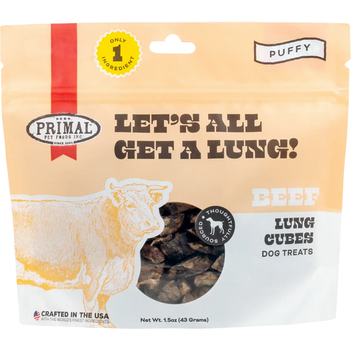 Primal Pet Foods Let’s All Get a Lung Dehydrated Dog Treats Beef Recipe 1.5oz