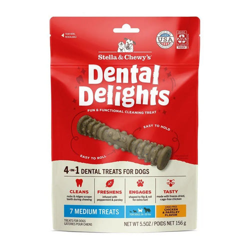 STELLA & CHEWY'S MEDIUM DENTAL DELIGHTS CHICKEN & PARSLEY FLAVOR 5.5oz