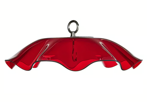 PROTECTIVE COVER FOR HANGING BIRD FEEDER WITH SCALLOPED EDGES