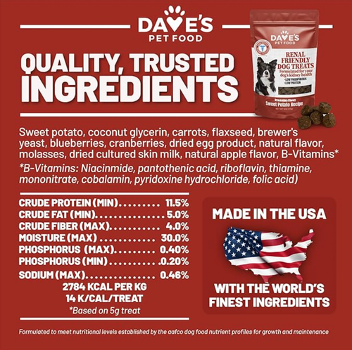 Dave's Kidney-Friendly Sweet Potato Dog Treats - 5oz