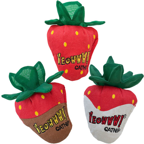 Yeowww! Catnip Strawberries Cat Toy - 3 Pack