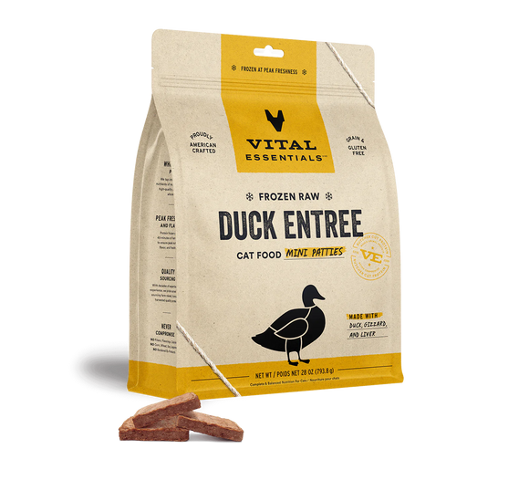 VITAL ESSENTIALS FROZEN RAW DUCK ENTREE MINI PATTIES CAT FOOD