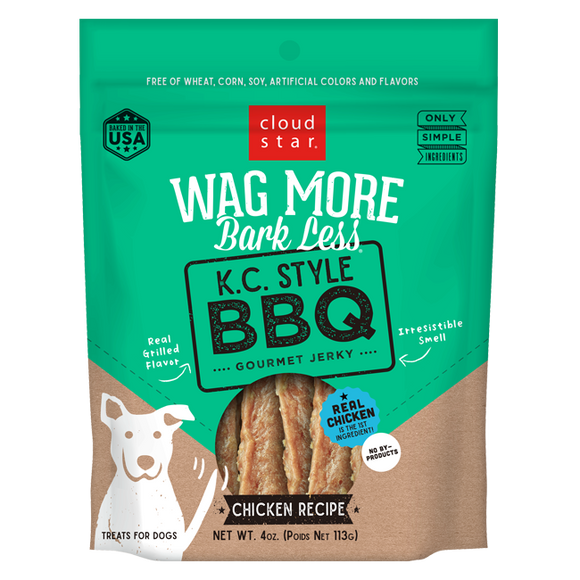 WAG MORE BARK LESS JERKY: K.C. STYLE BBQ 10oz. DOG TREATS