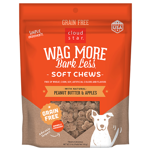 WAG MORE BARK LESS SOFT & CHEWY TREATS: PEANUT BUTTER & APPLES 5oz.