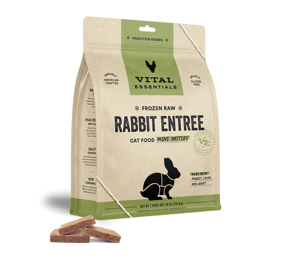 VITAL ESSENTIALS FROZEN RAW RABBIT ENTREE MINI PATTIES CAT FOOD