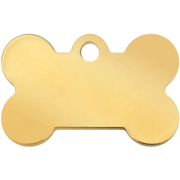 Small Bone Shape Dog Tag with Plated Brass