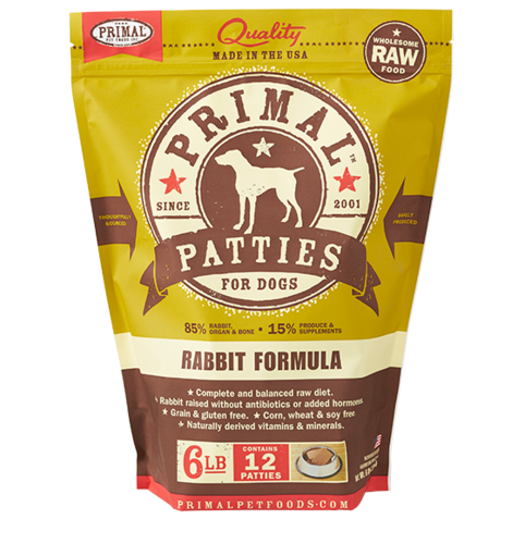 Primal Patties Raw Frozen Canine Rabbit Formula