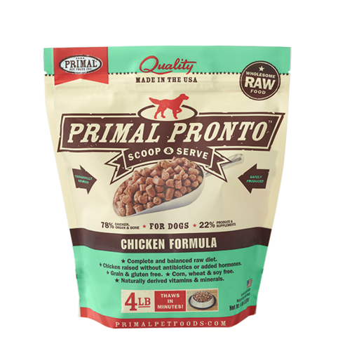 Primal Pronto Raw Frozen Canine Chicken Formula