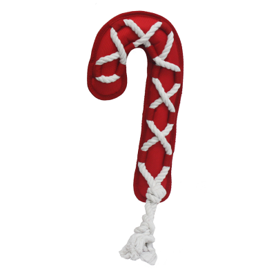 CROSS-ROPES HOLIDAY CANDY CANE DOG TOY